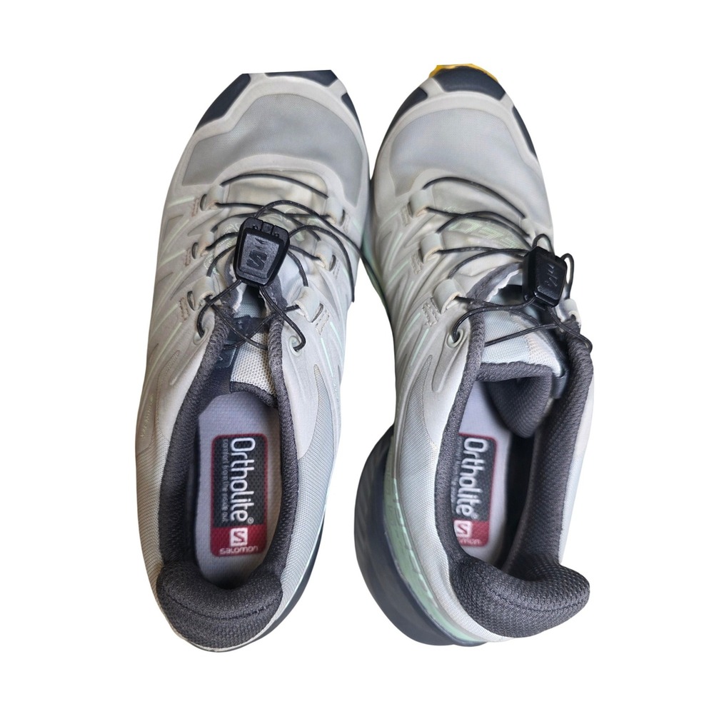 Salomon Trail Running Shoes White Gray Yellow Accent - Picture 8 of 12